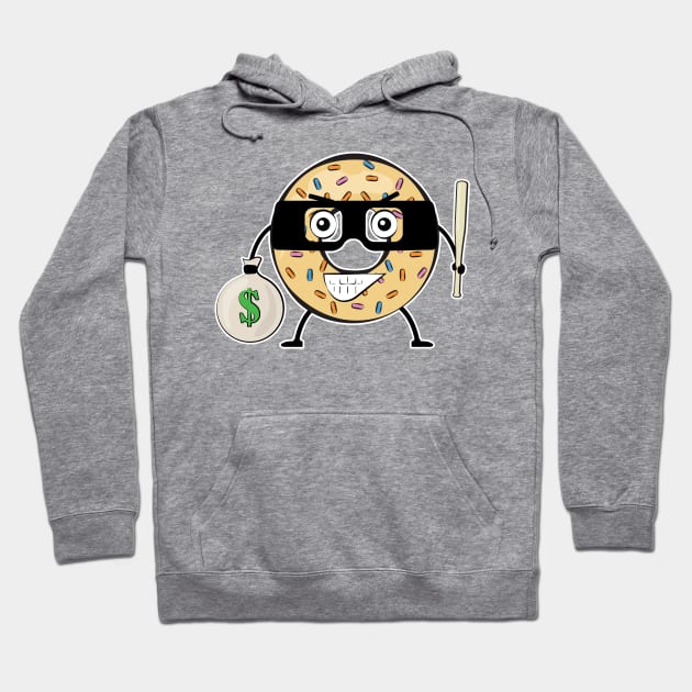 Donut Bandit - Funny Character Illustration Hoodie by DesignWood Atelier